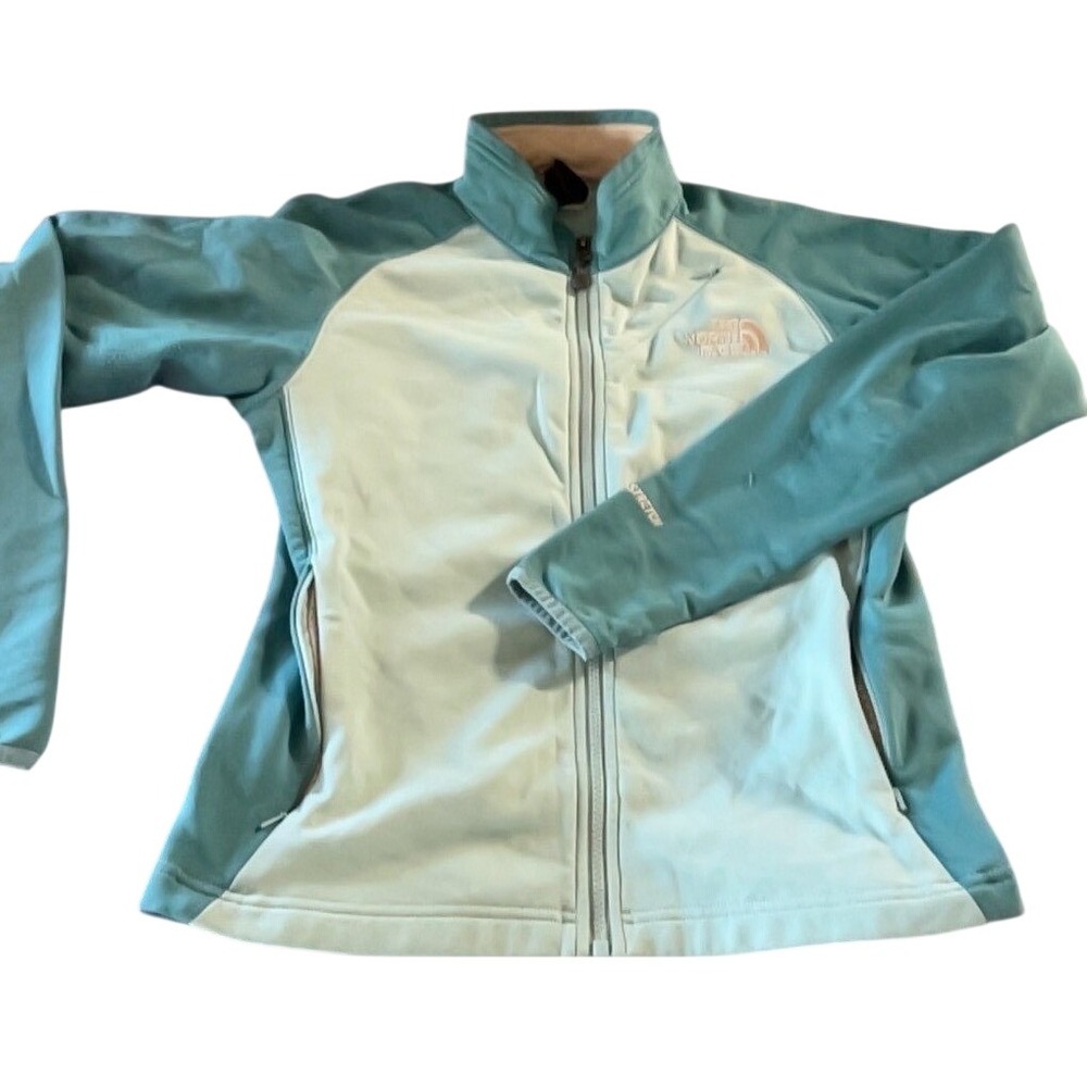 The North Face Womens XS TKA Stretch Fleece Jacket Full Zip Blue Colorblock